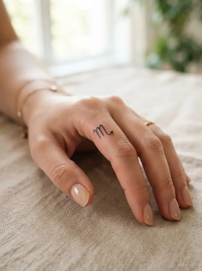 13. Delicate Scorpio Finger Tattoo