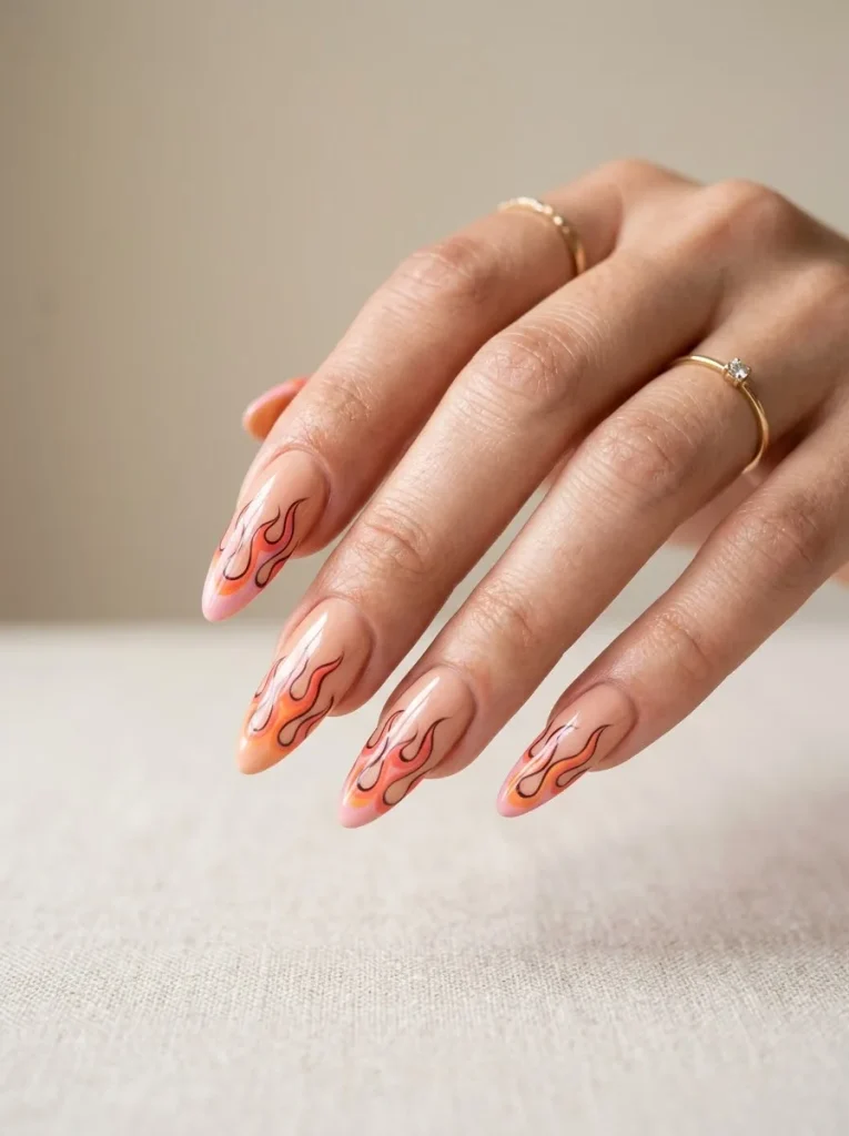 13. Flame-Inspired Nails