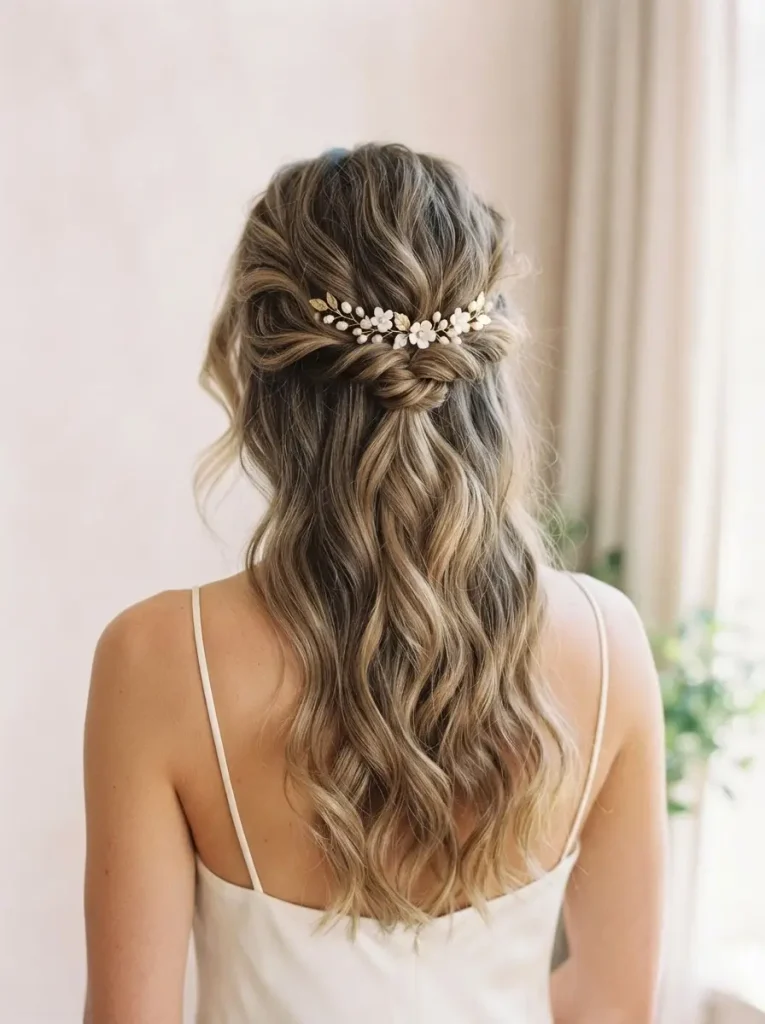 13. Half Up Hairstyle With a Mini Twist Detail