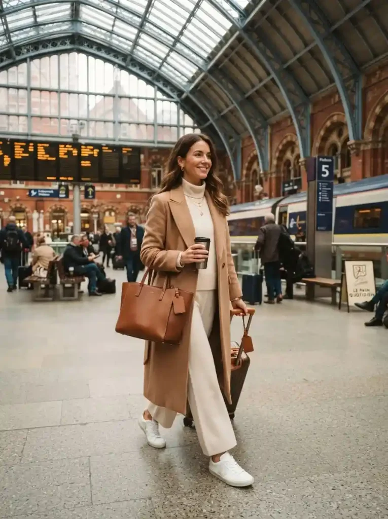 13. Long Coat Over a Casual Matching Set