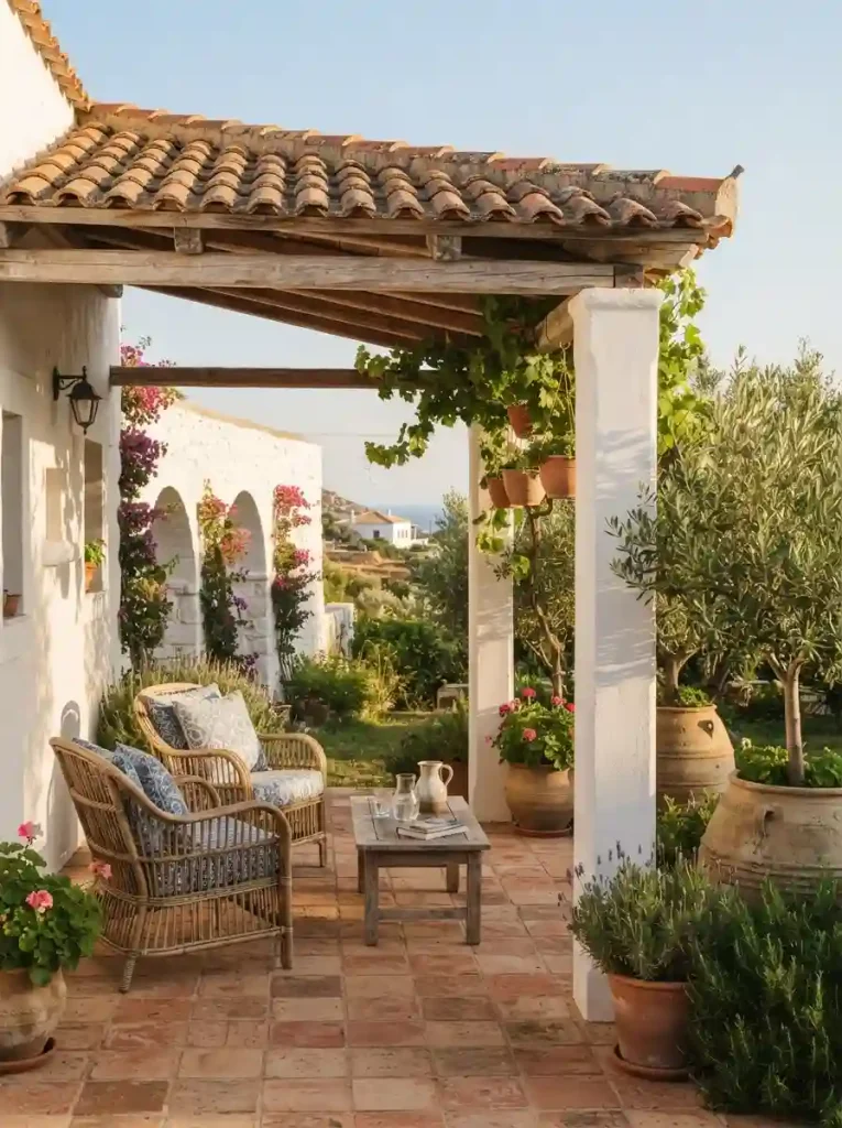 13. Mediterranean Pergola With Terracotta Details