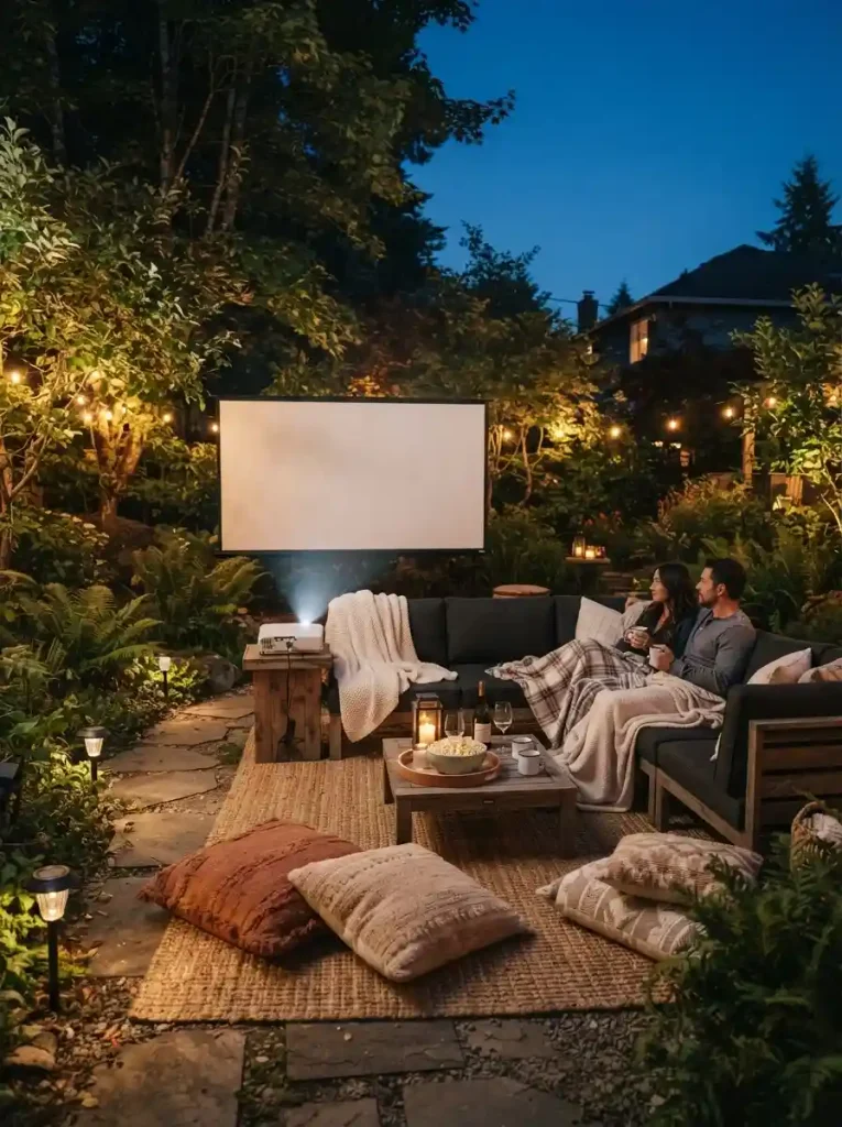 13. Outdoor movie night setup