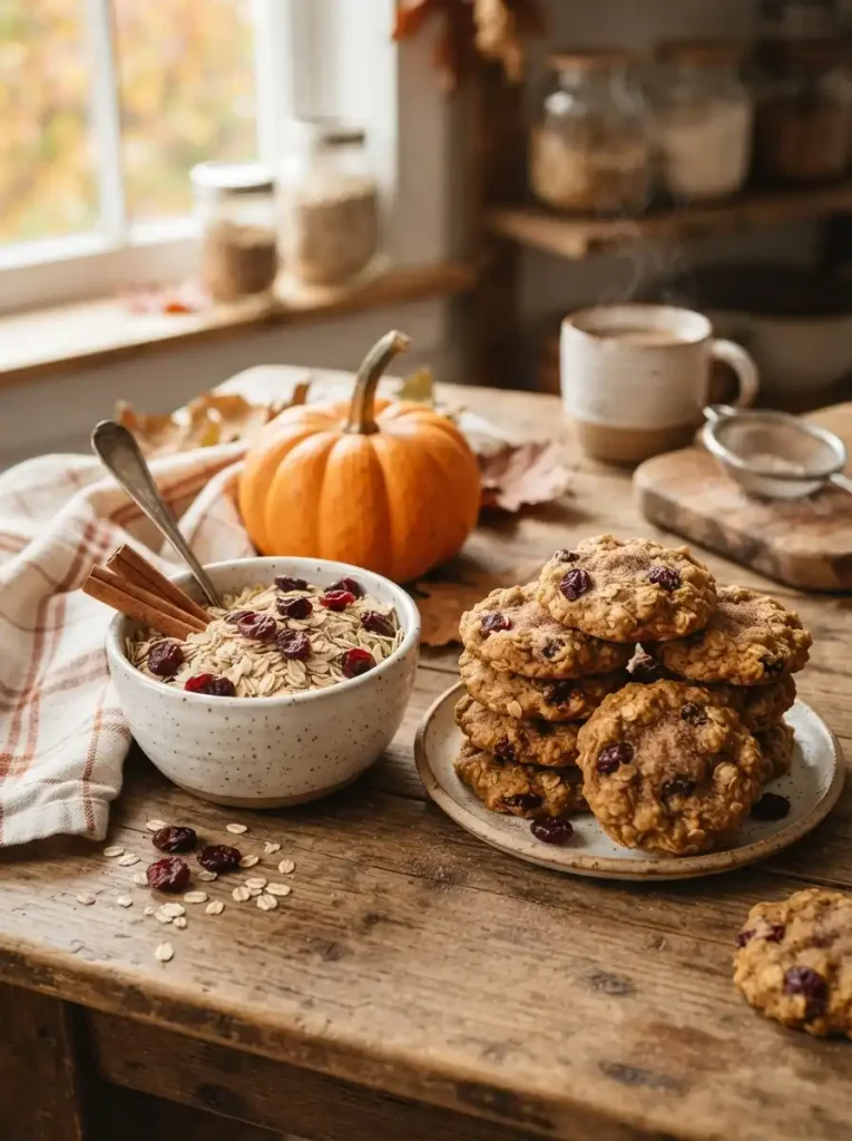 13. Pumpkin Spice Oatmeal Cookies