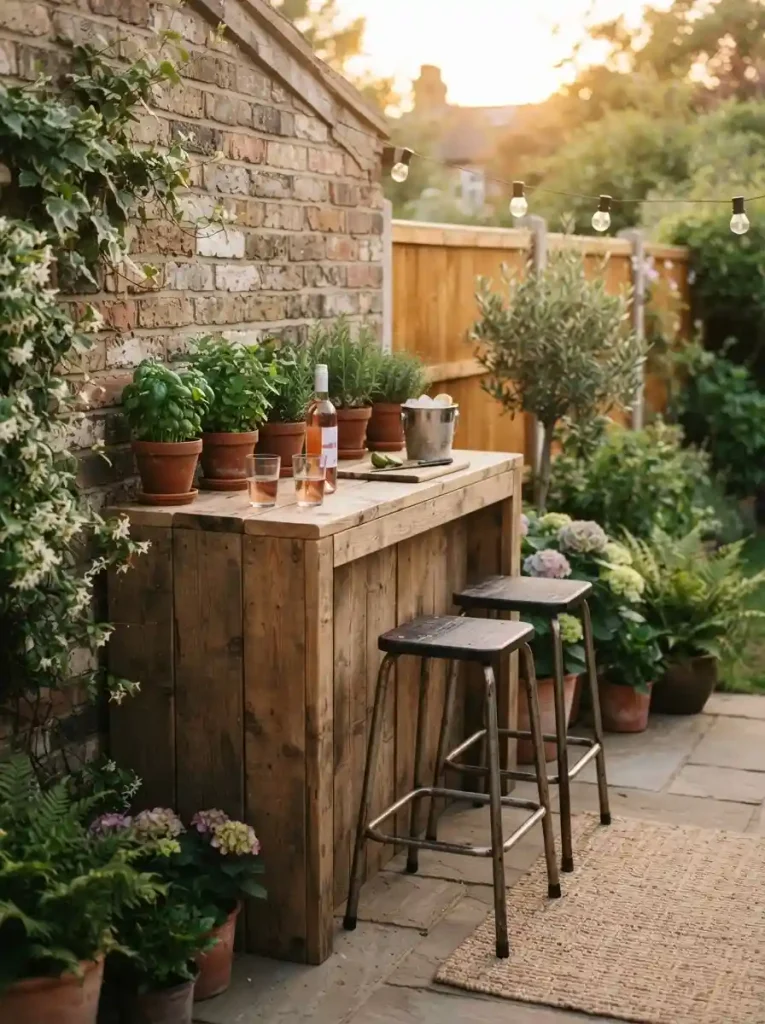 13. Repurpose an Old Table as a Patio Bar