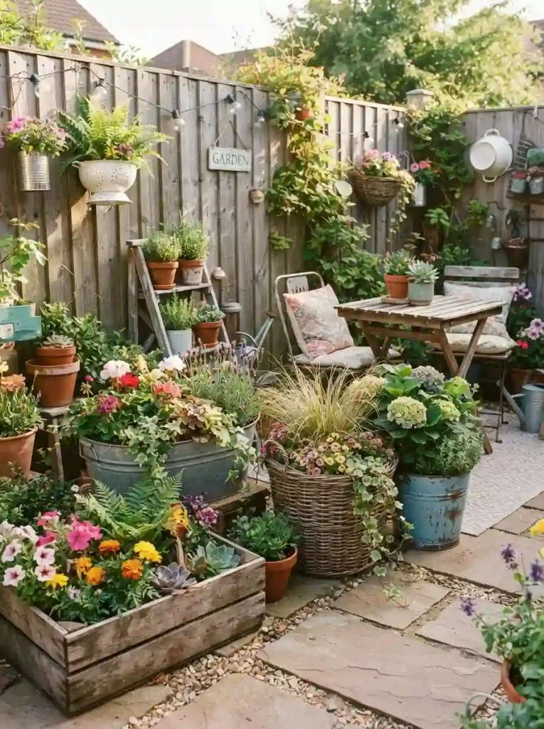 13. Repurpose old containers as creative planters