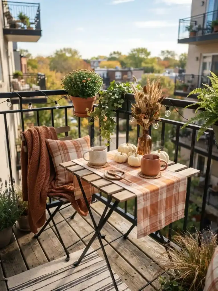 13. Small Balcony Harvest Table Setup