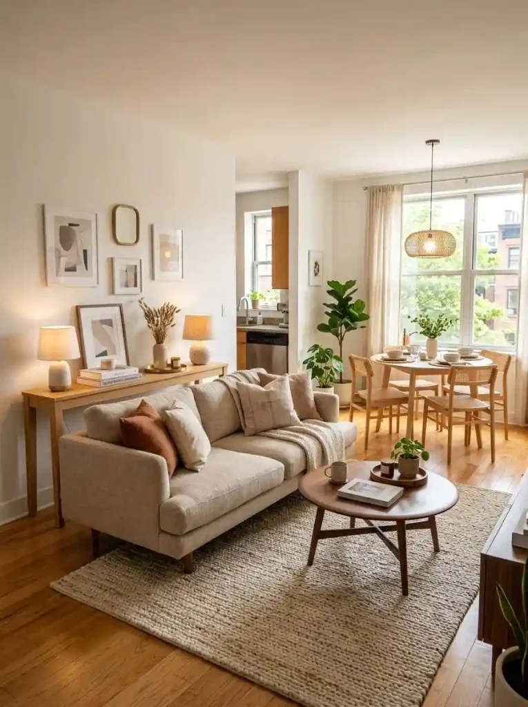13. Sofa With A Narrow Console Behind It