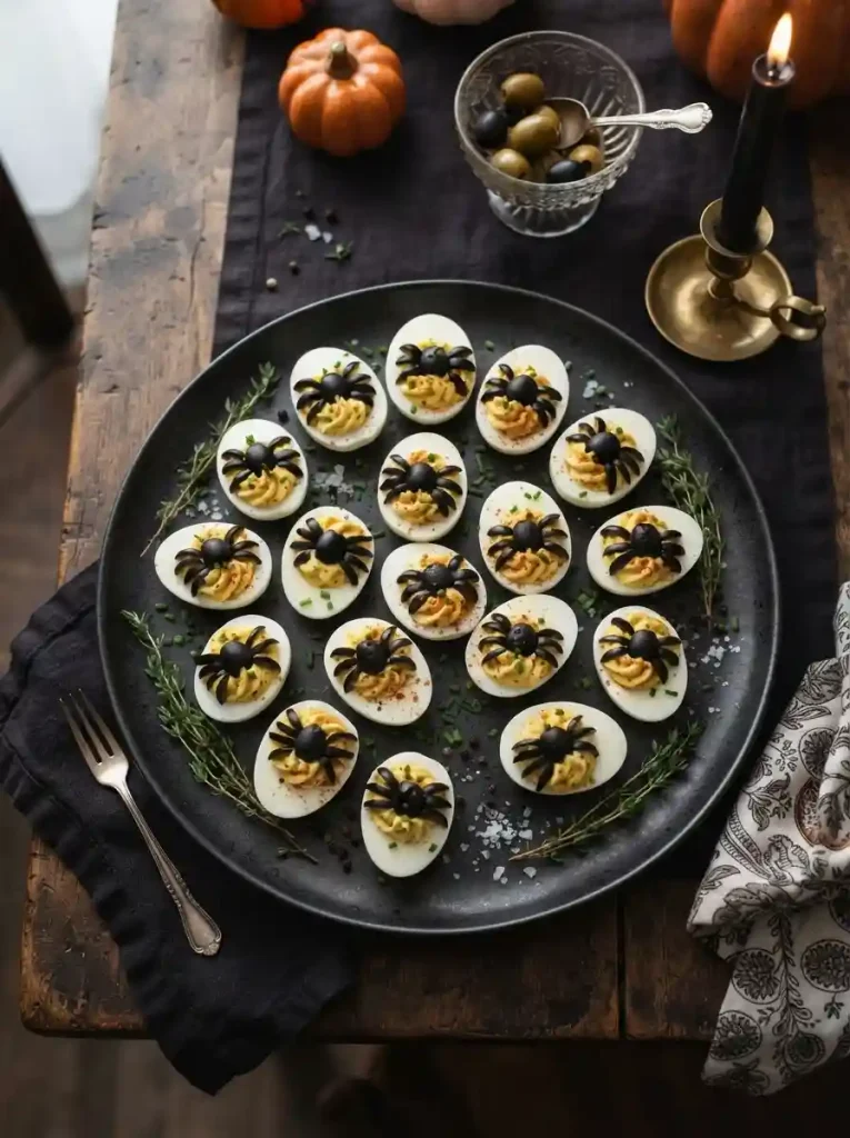 13. Spider Deviled Eggs