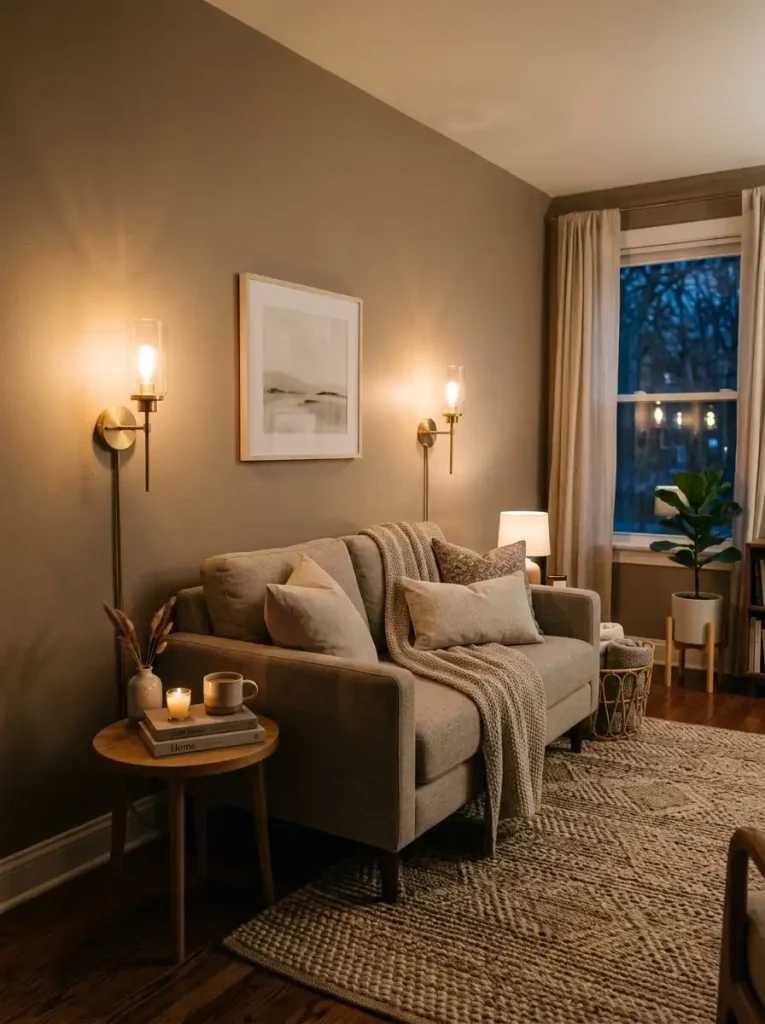 13. Try a wall-mounted lighting fixture