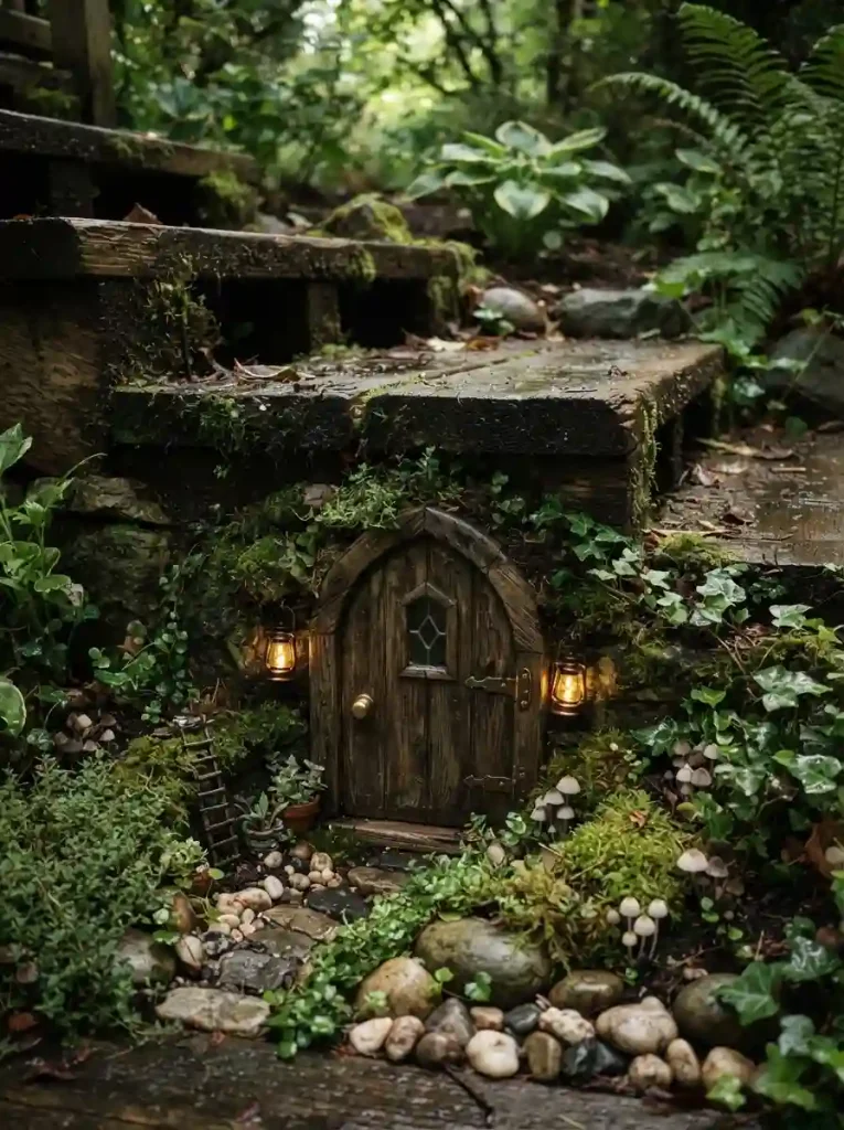 14. Add a Secret Fairy Door Beneath a Garden Stairway