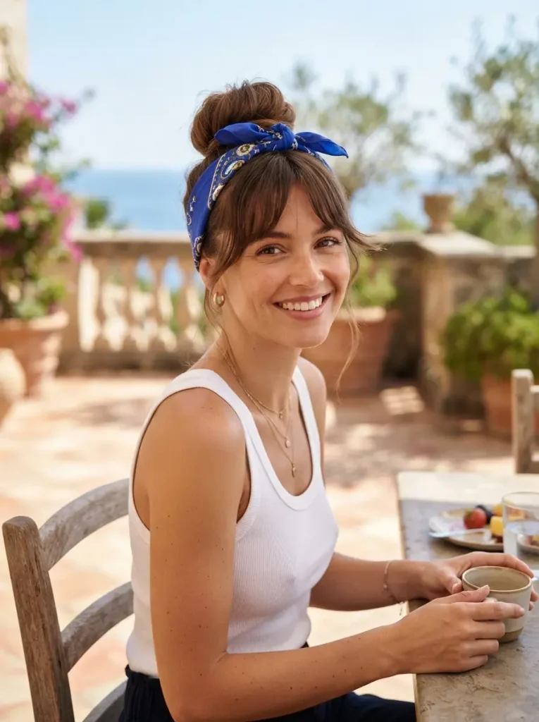 14. Bandana Wrapped Around a High Bun