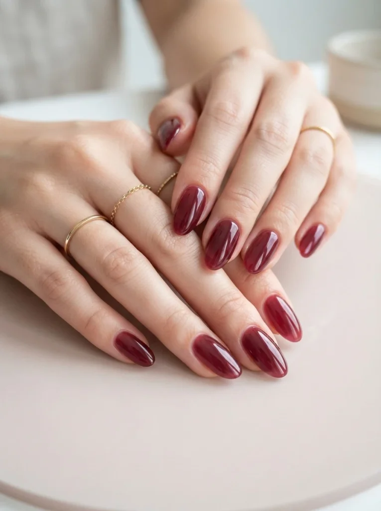 14. Burgundy Jelly Nails
