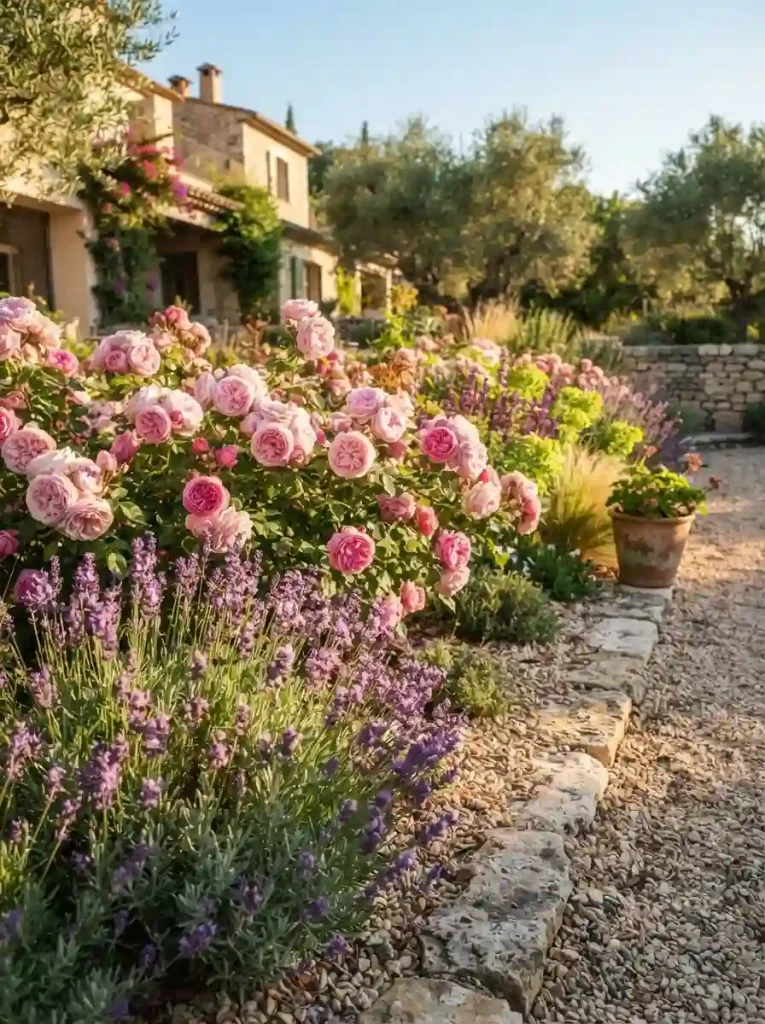 14. Combine roses with lavender for color and texture