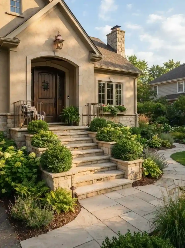 14. Create a Welcoming Stone-Step Entrance