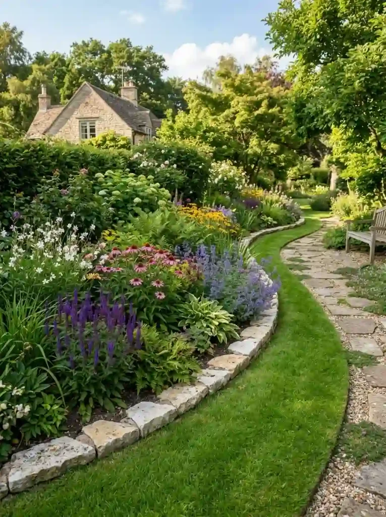14. Half-Buried Stone Paver Edging