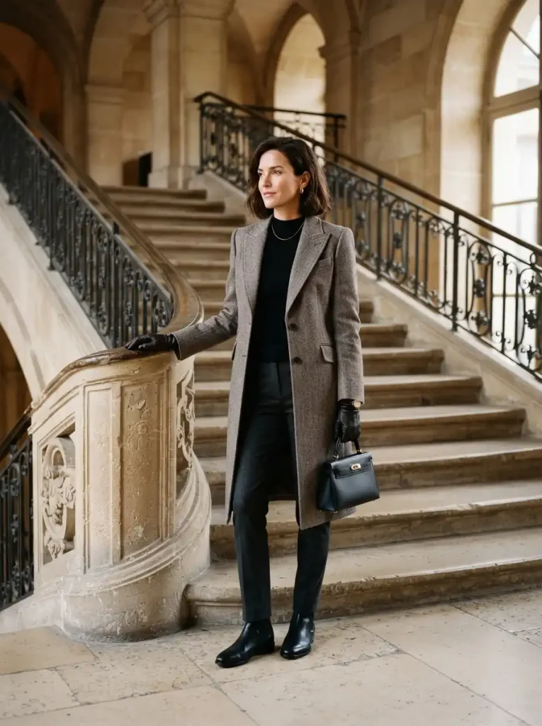 14. Herringbone Coat with Black Basics
