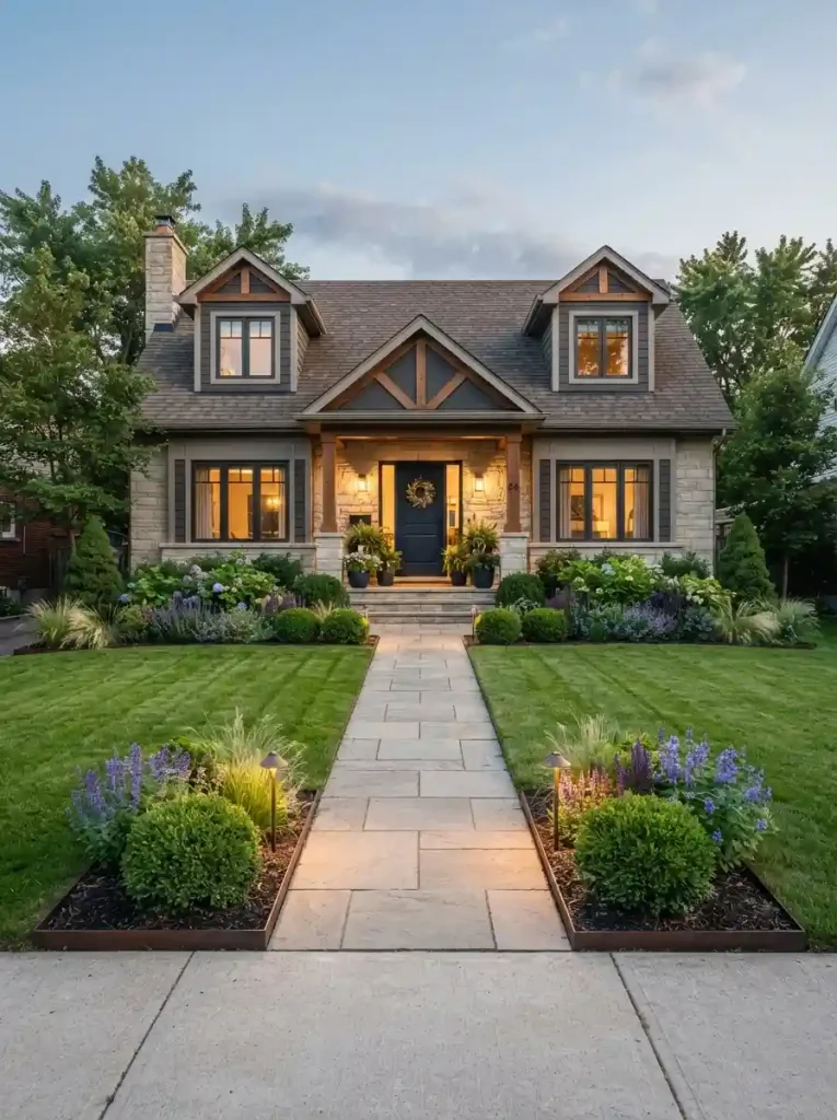 14. Highlight the House Corners With Matching Plant Groups