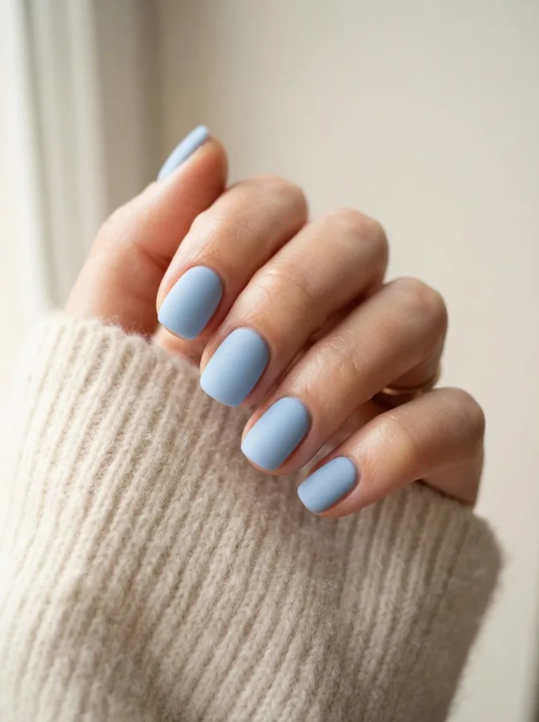 14. Matte Powder Blue Nails