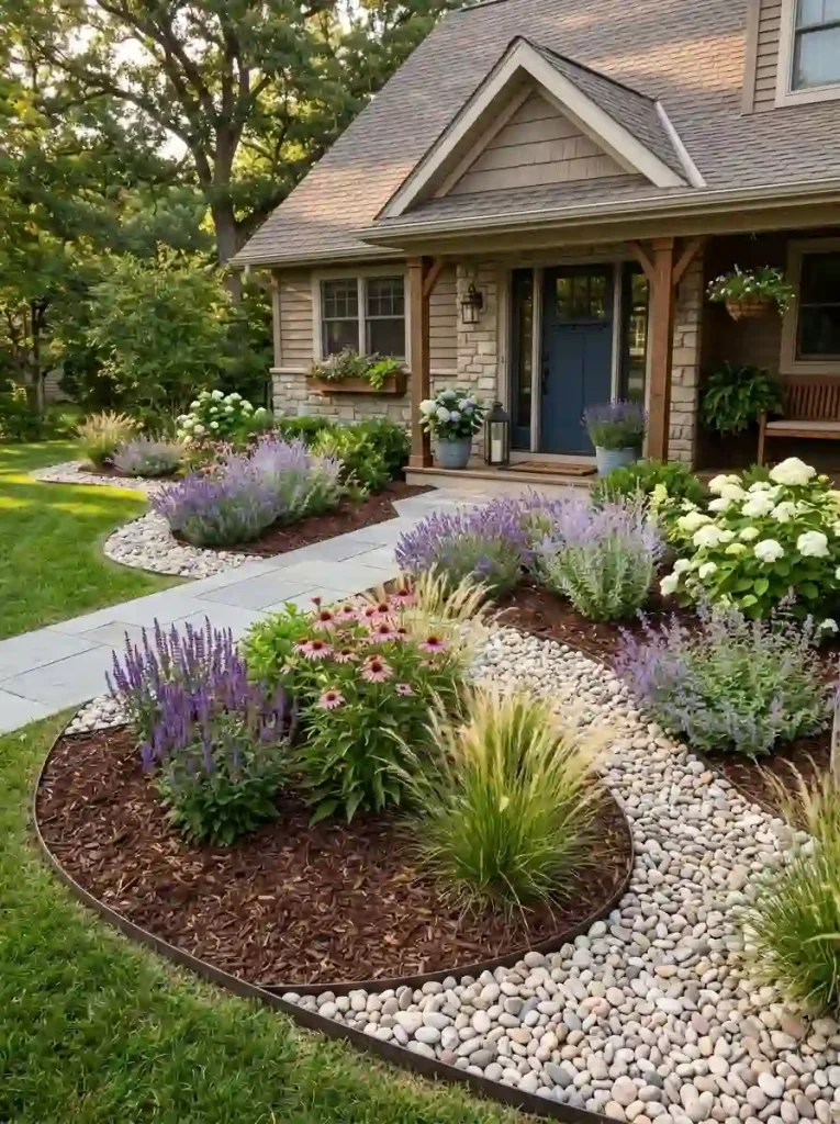 14. Mix Rock With Mulch for a Softer Landscape