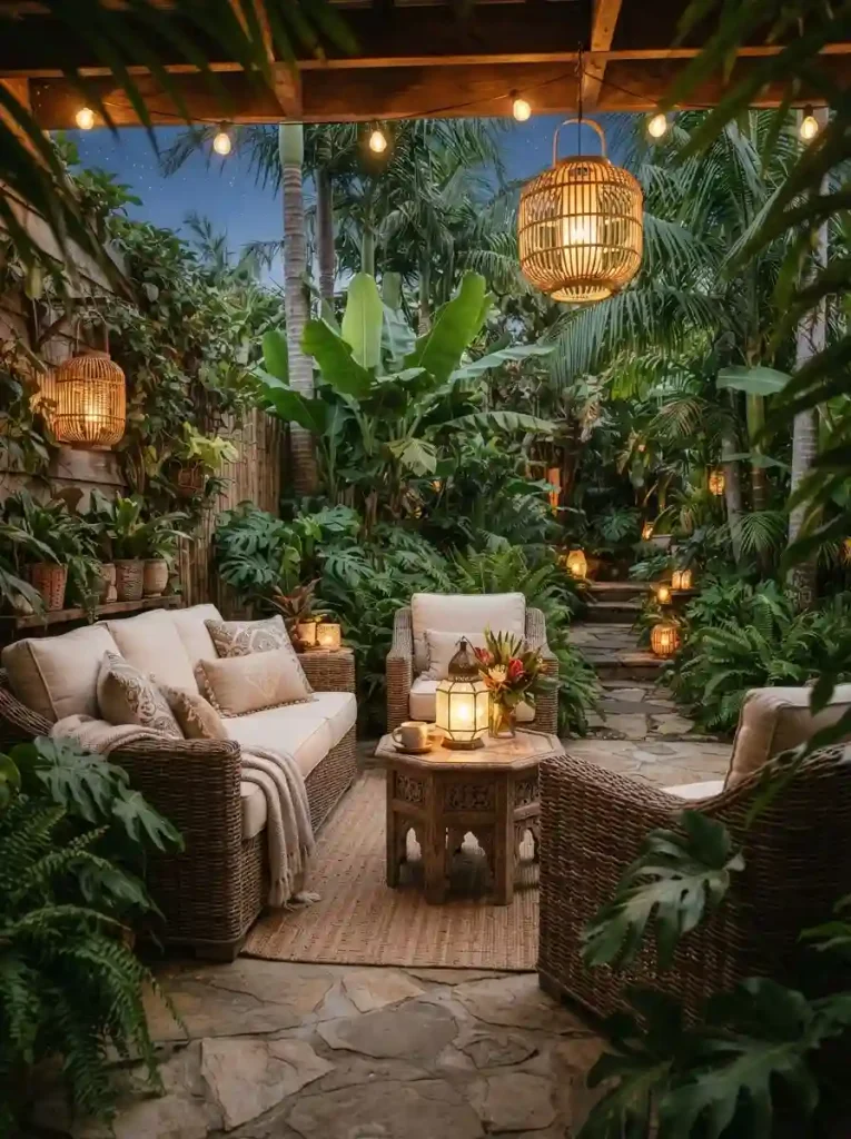 14. Tropical plant-filled lounge