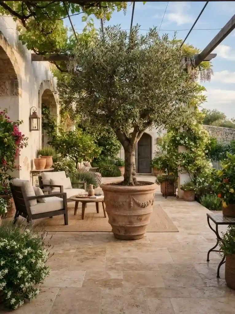 14. Use a Large Potted Tree as a Focal Point