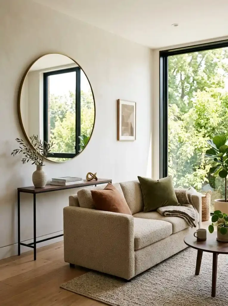 14. Use a mirror to bounce light around the room
