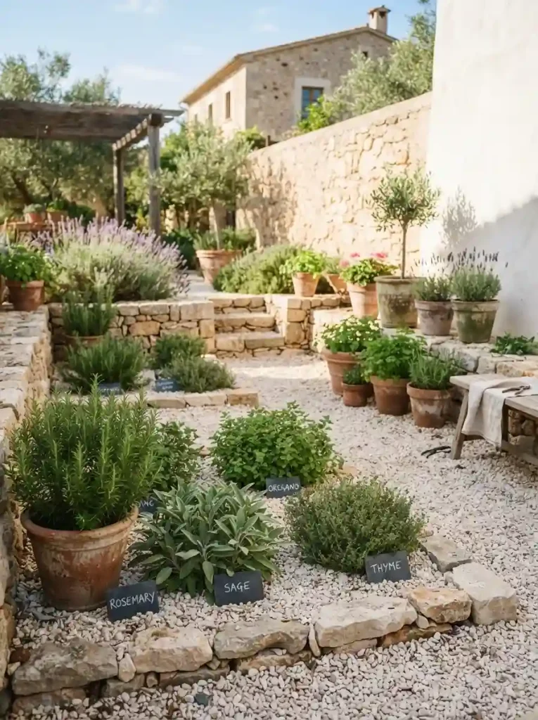 14. White Gravel With Mediterranean Herbs