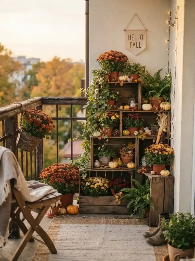 14. Wooden Box Fall Plant Station