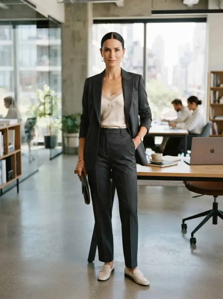 15. Charcoal Pinstripe Set, Softened with Silk