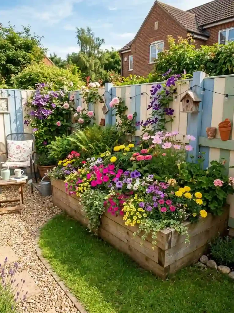 15. Colorful Annuals for a Seasonal Fence Garden