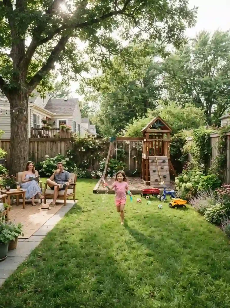 15. Combine Lawn With a Compact Play Area