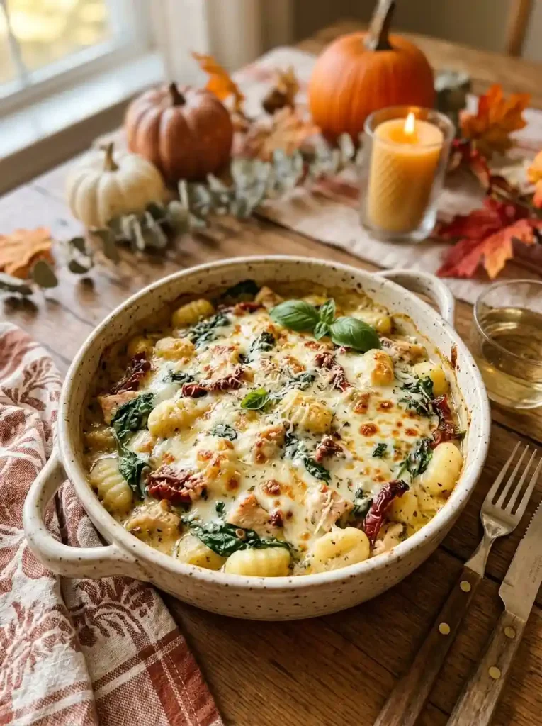 15. Creamy Tuscan Chicken Gnocchi Bake