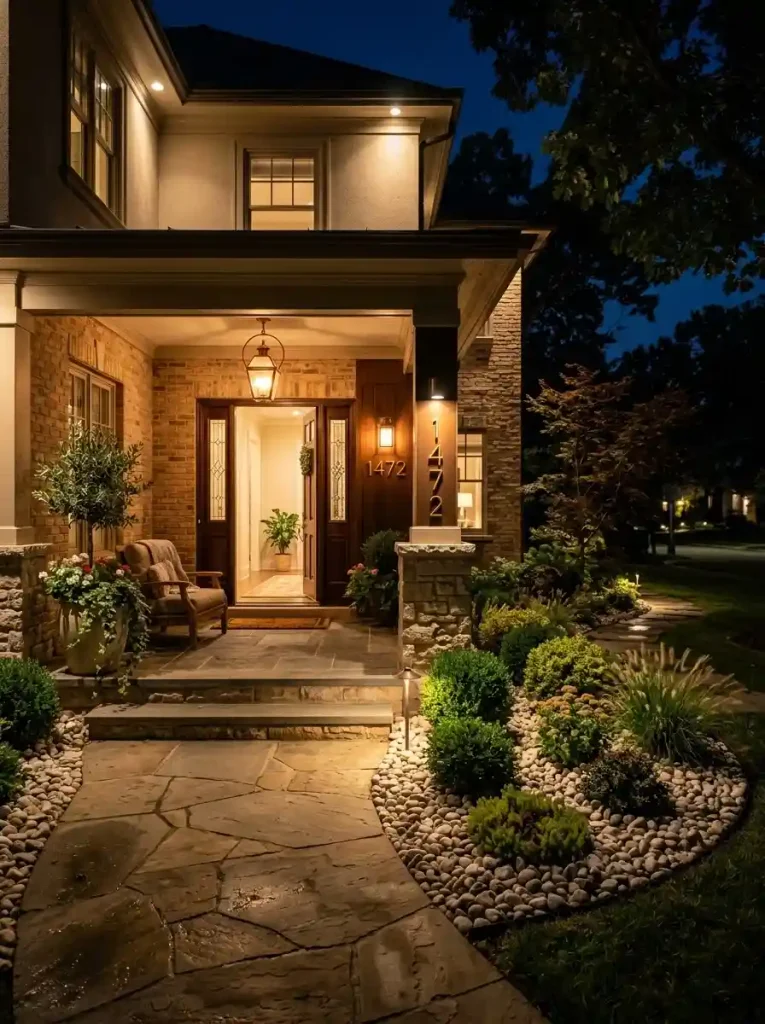 15. Create a Rock Accent Beneath a Porch Light