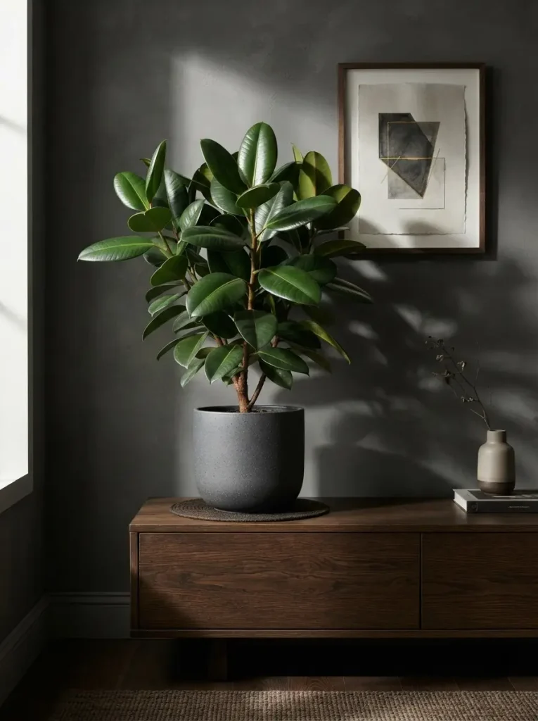 15. Rubber Plant for a Moody Interior