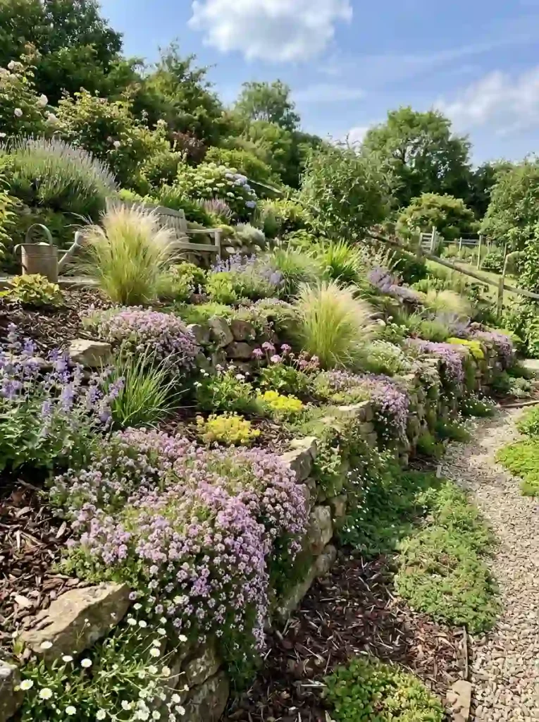 15. Use a Living Retaining Wall With Ground Covers
