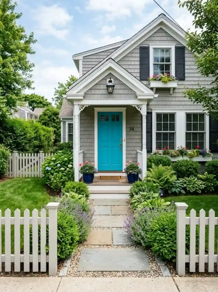 15. Use a bold front door color as the landscape focal point