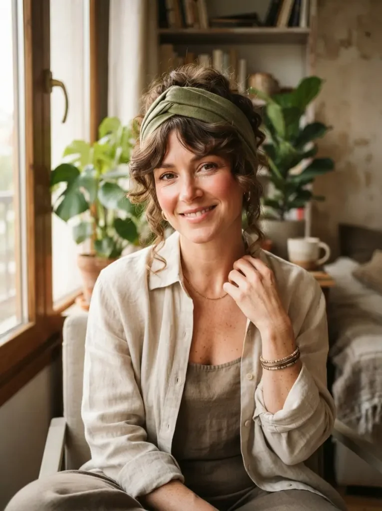 16. Bandana Head Wrap With Face-Framing Strands