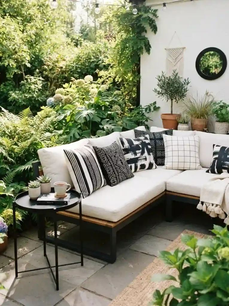 16. Black-and-White Geometric Pillows