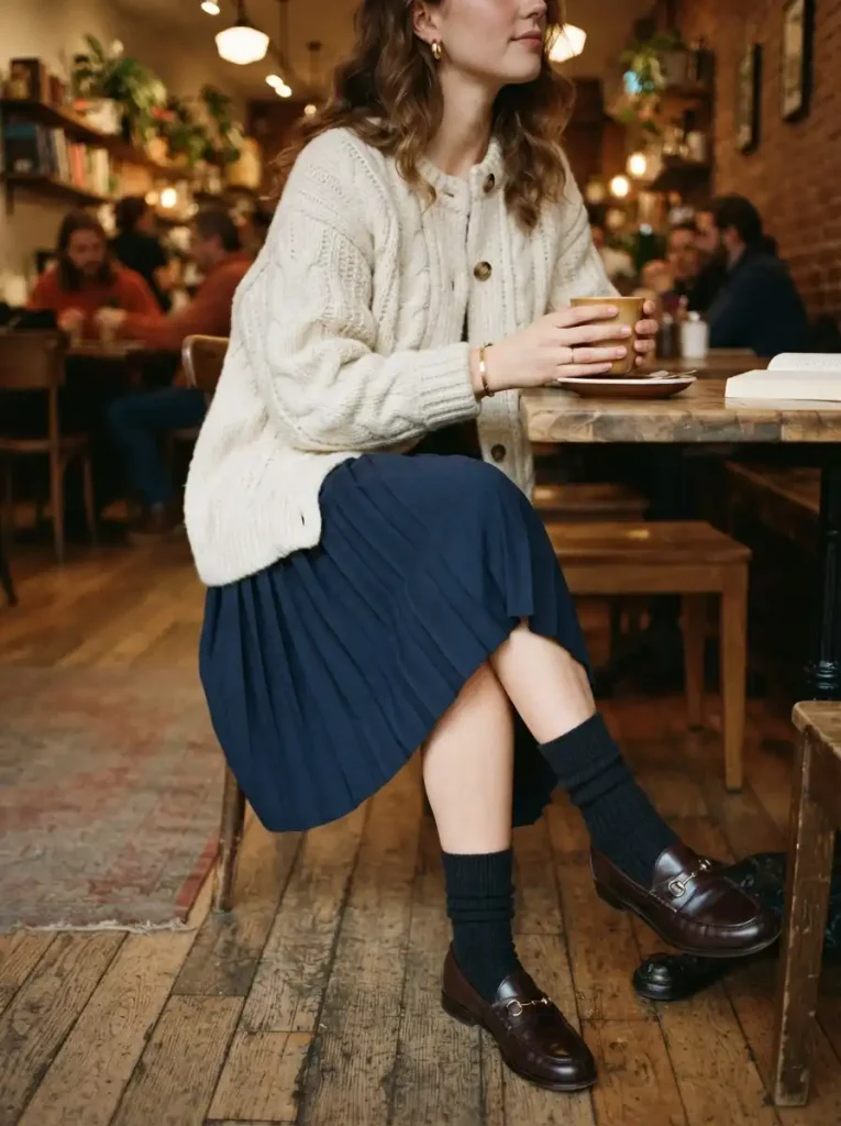 16. Cable-Knit Cardigan & Skirt