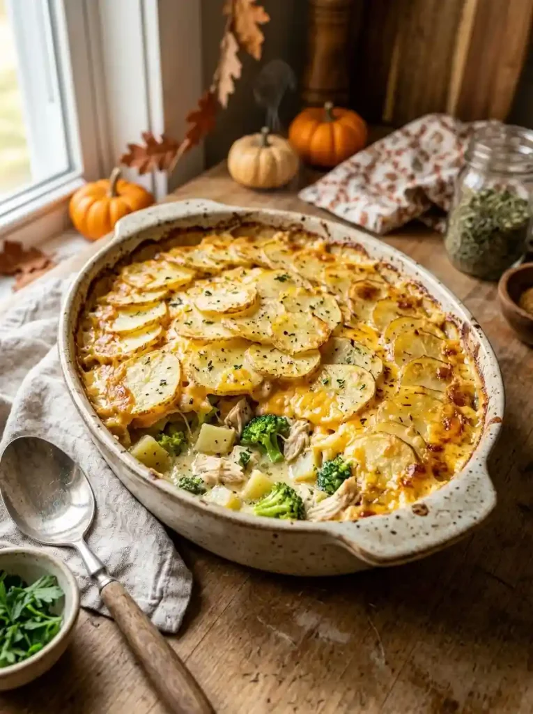 16. Cheesy Chicken and Broccoli Potato Bake