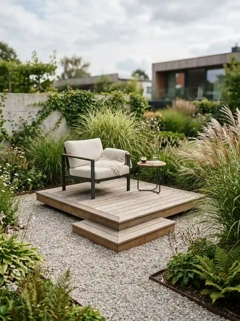 16. Floating deck nook over gravel bed