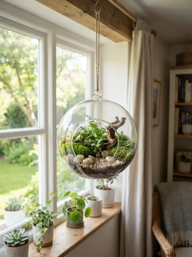 16. Hanging Glass Globe Terrarium