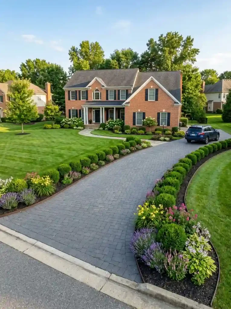 16. Highlight the Driveway With Repeated Shrubs