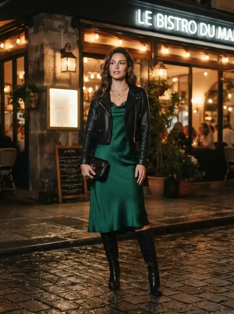 16. Knee High Boots With a Slip Dress