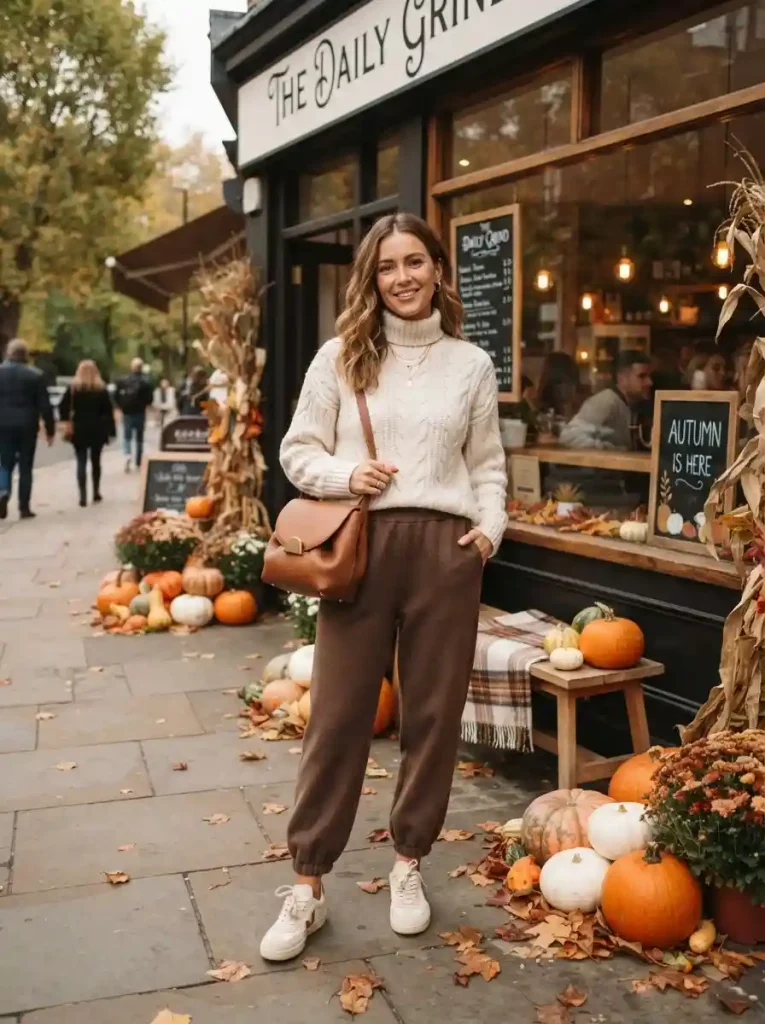 16. Knit Sweater with Relaxed Track Pants