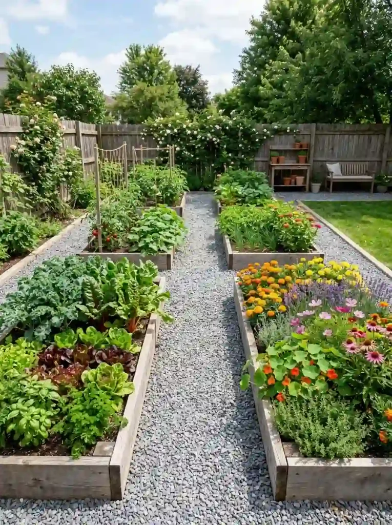 16. Make a Gravel Garden With Raised Planting Beds