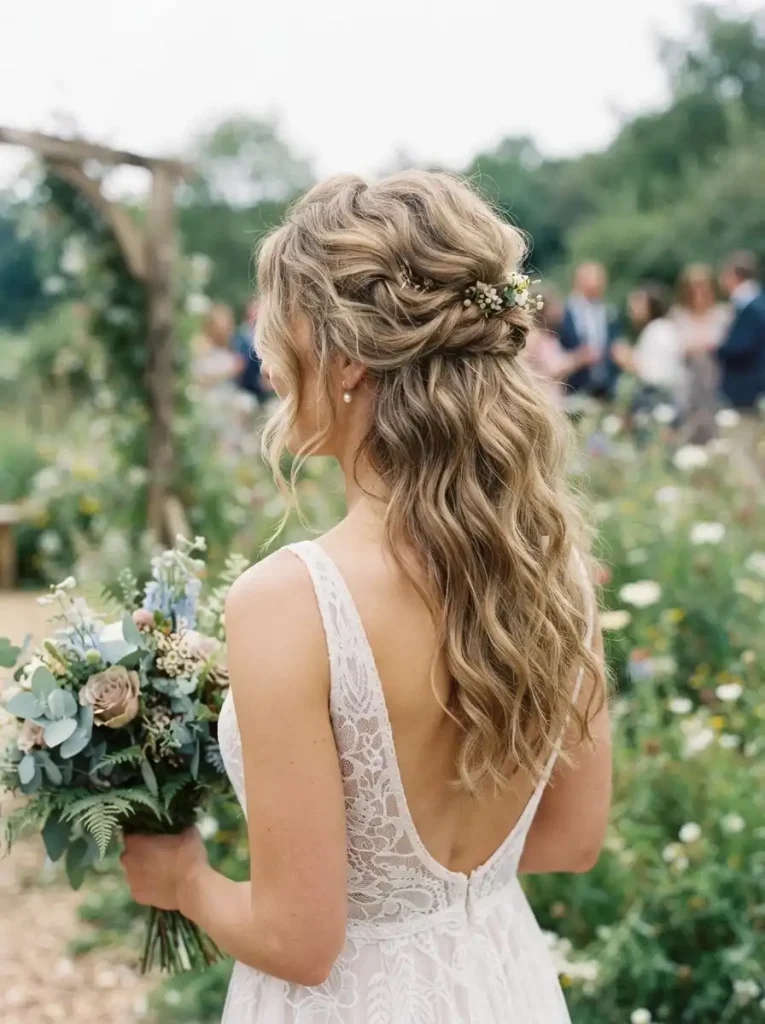 16. Messy Romantic Half Updo