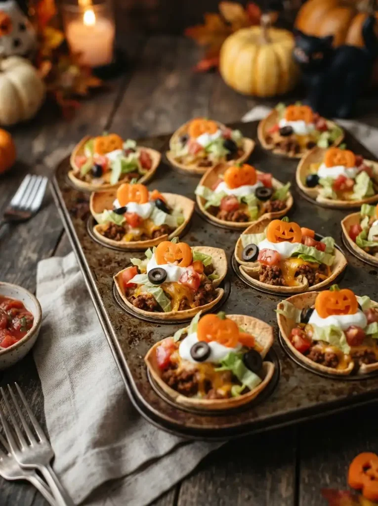 16. Mini Halloween Taco Cups