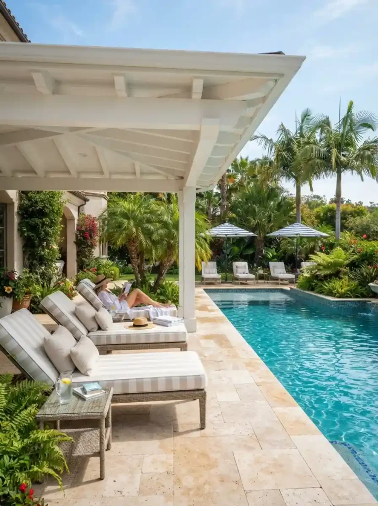 16. Poolside Pergola With a Waterproof Roof