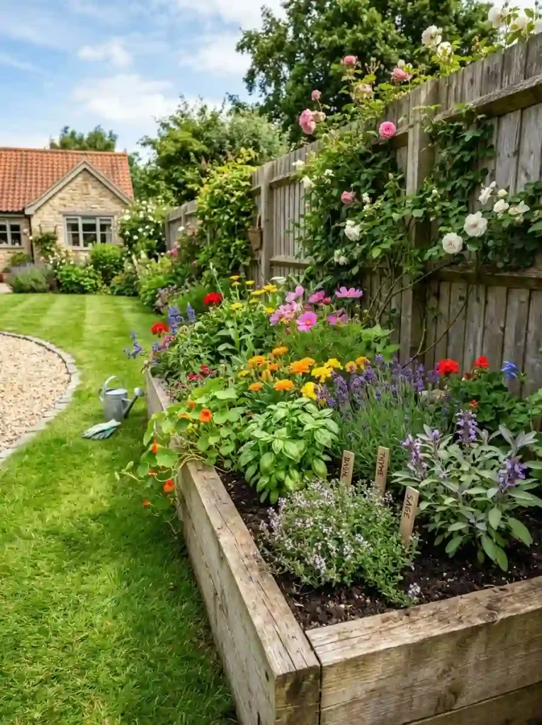 16. Raised Herb-and-Flower Combination Bed